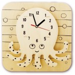 Ceas Caracatita – din lemn de construit si de pictat -cu meanism electronic si baterie